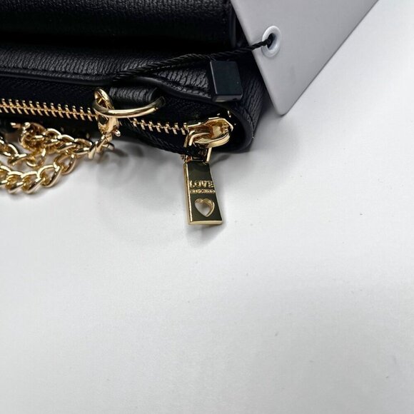 NWT LOVE MOSCHINO BLACK FAUX LEATHER GOLD CHAIN CROSSBODY BAG - OS - Picture 10 of 12